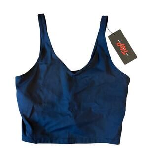 New TGP The Gym People Black Tank V-Neck Sports Bra Top Shirt Women size XS NWT